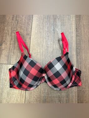 Victoria’s Secret red plaid Demi lines bra 34D convertible straps
